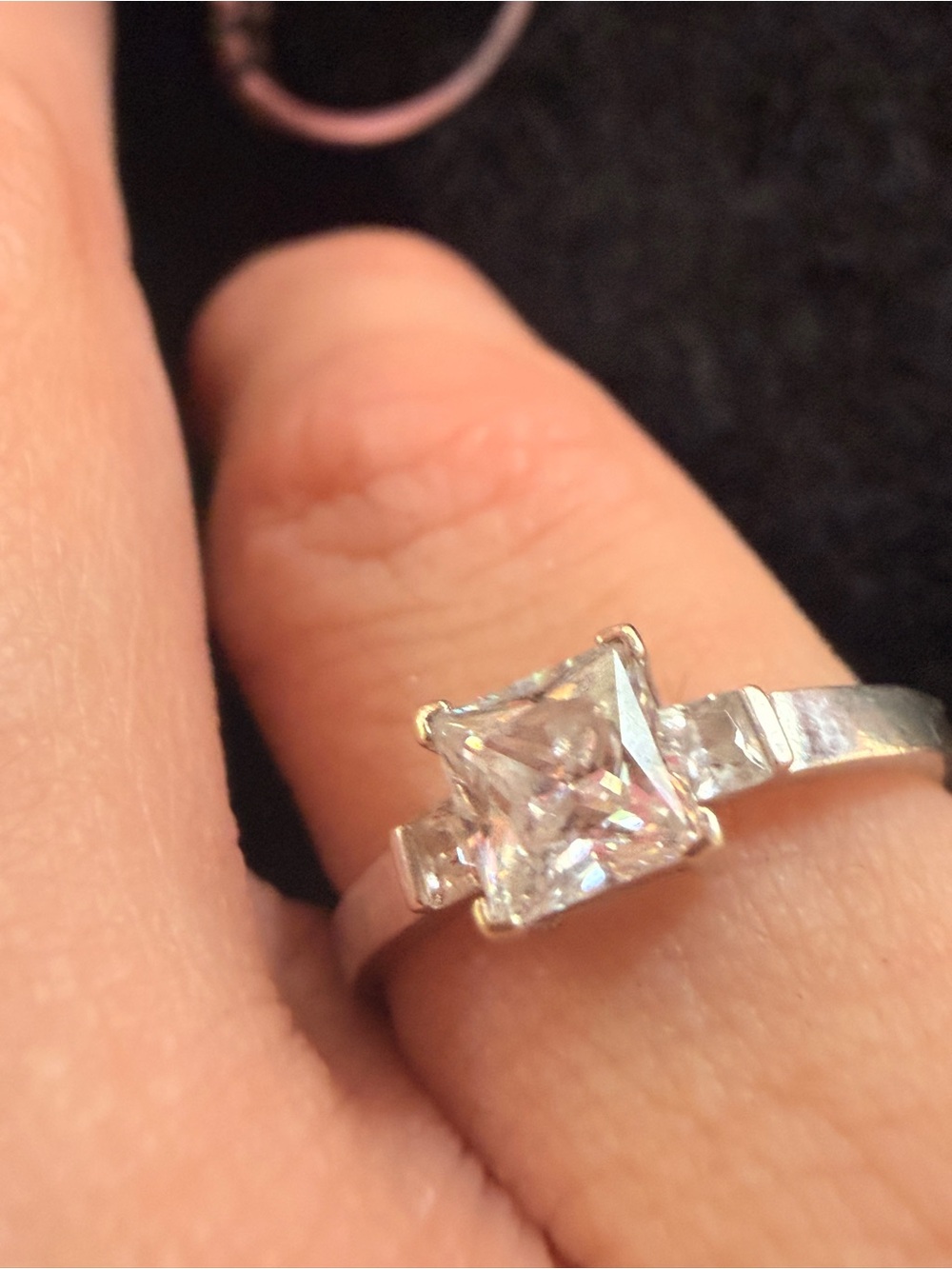 10K Gold White Gold Solitaire Engagement Ring Sz6
